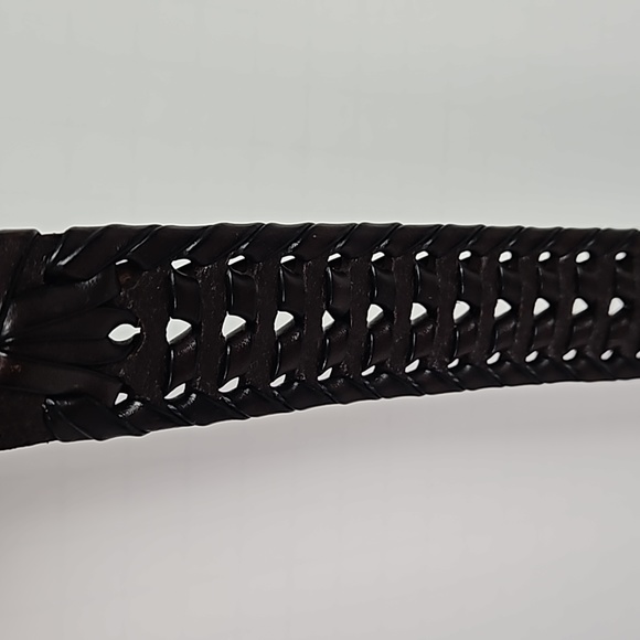 Fossil | Men's Classic Brown Woven Roller Leather Silver Tone Buckle Belt Sz 38 - Picture 7 of 13